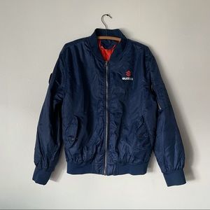 Vintage 90s Suzuki Satin bomber jacket YYK zipper.